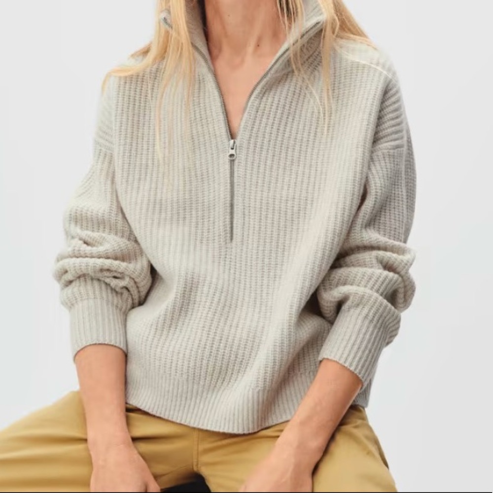 Everlane The Felted Merino Half-Zip Sweater